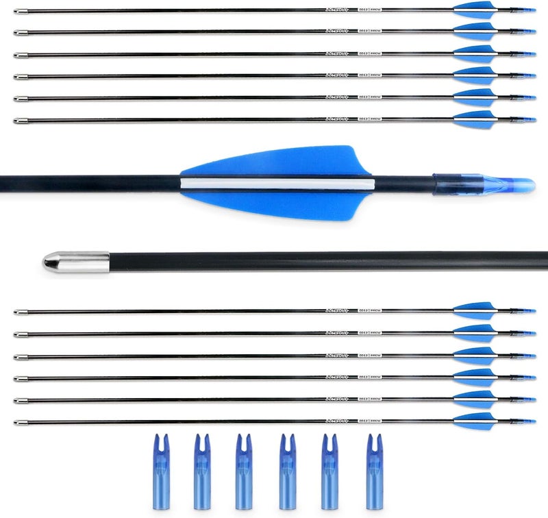 BOWSOUL 28“ Archery Arrows Training Practice Target Arrows for Kids Youth or Beginners Safe Blunt Points Durable Shaft on Recurve Bows Youth Bow and Longbows(Pack of 12) - Image 1